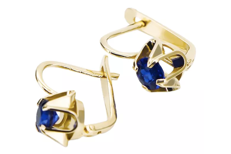 Stil Vintage Cercei Safir Aur galben 14K vec018y